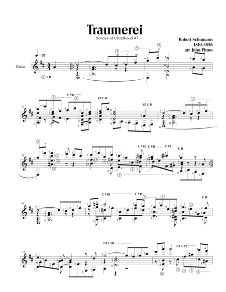 Traumerei (Robert Schumann) for solo classical guitar