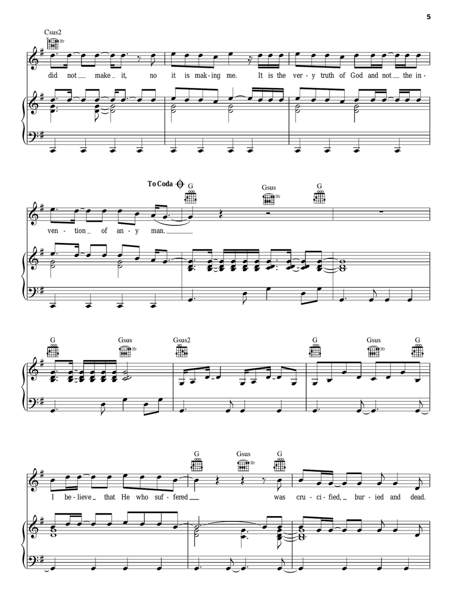Creed (Credo) Piano, Vocal, Guitar scores gallery preview page 5