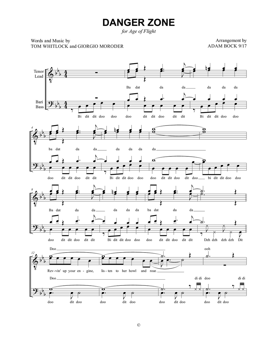 Danger Zone from the Motion Picture TOP GUN Voice scores gallery preview page 1
