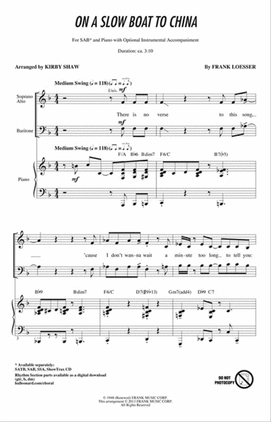 On a Slow Boat to China On a Slow Boat to China 3-Part scores gallery preview page 2