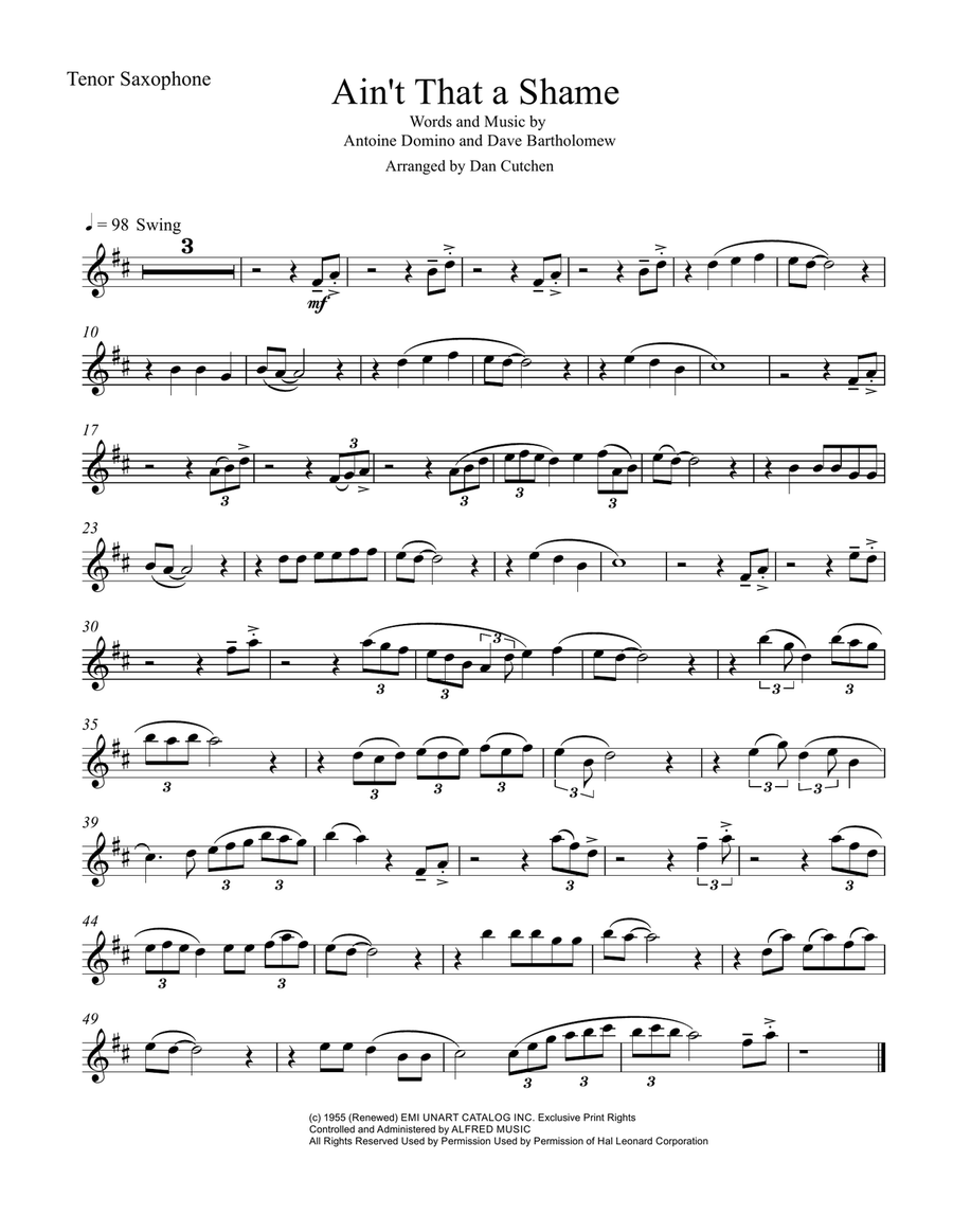 Ain't That A Shame Tenor Saxophone scores gallery preview page 1