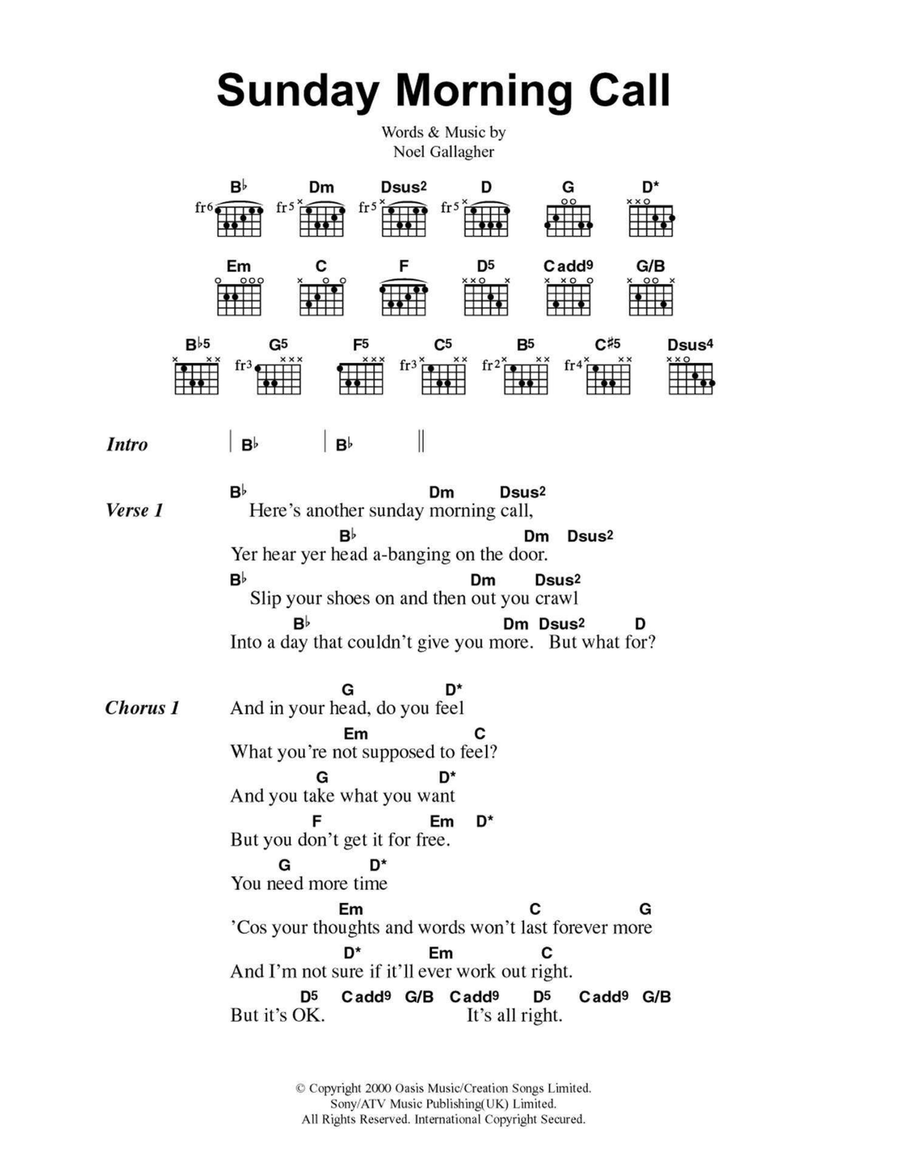 Sunday Morning Call Sunday Morning Call Easy Guitar scores gallery preview page 1