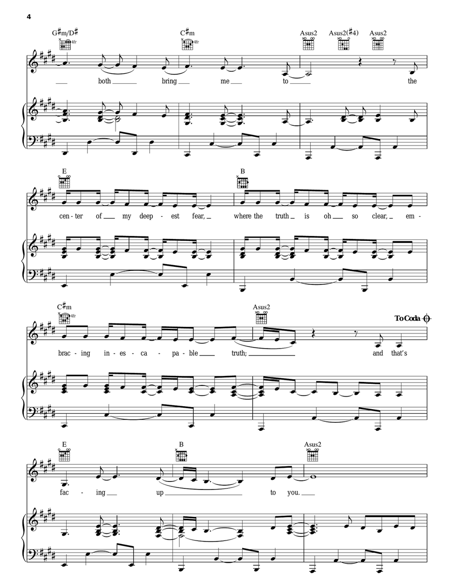 Facing Up Facing Up Piano, Vocal, Guitar scores gallery preview page 4