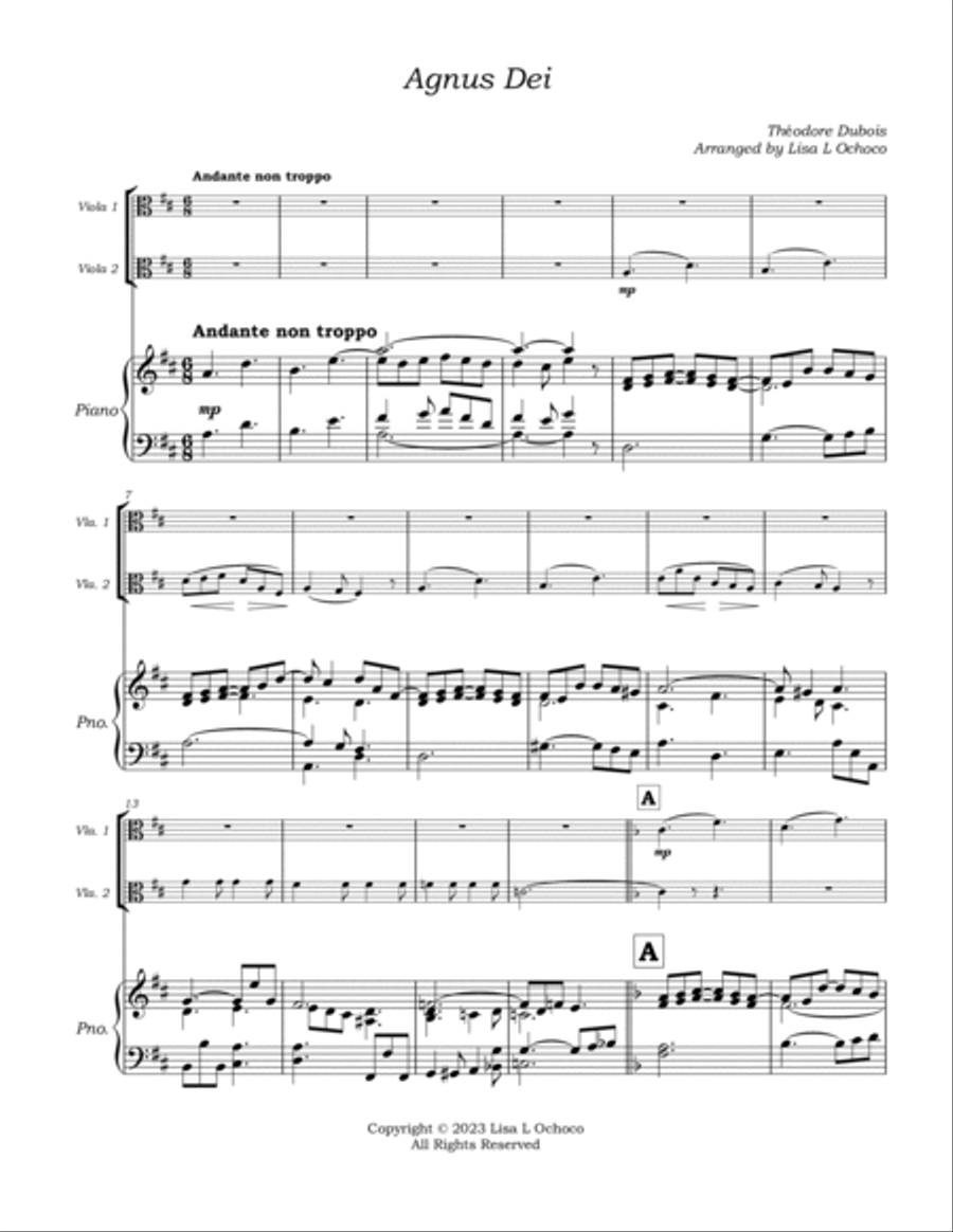 Agnus Dei for Viola Duet and Piano String Duet scores gallery preview page 5