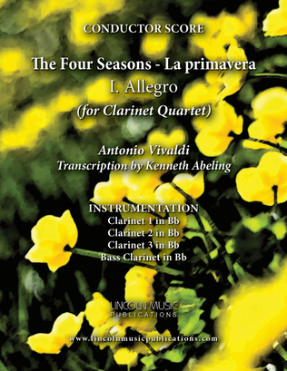 Book cover for Vivaldi - La primavera - I. Allegro from The Four Seasons (for Clarinet Quartet)