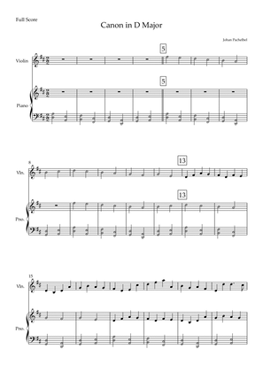 Canon in D Major (Johann Pachelbel) for Violin Solo and Piano Accompaniment
