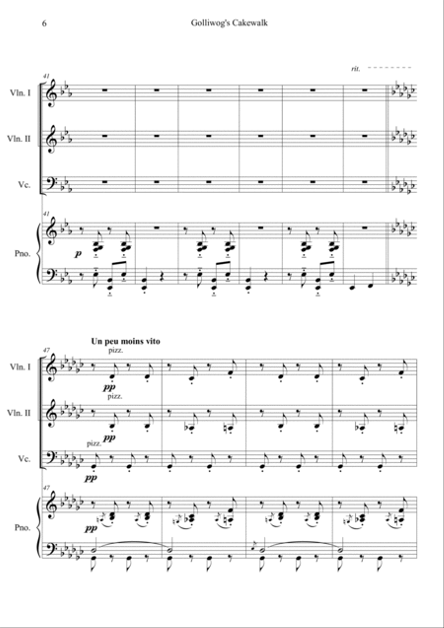 Golliwog's Cakewalk (Children's Corner No.5) Piano Quartet scores gallery preview page 6