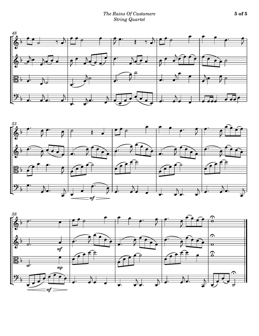The Rains Of Castamere String Quartet scores gallery preview page 5