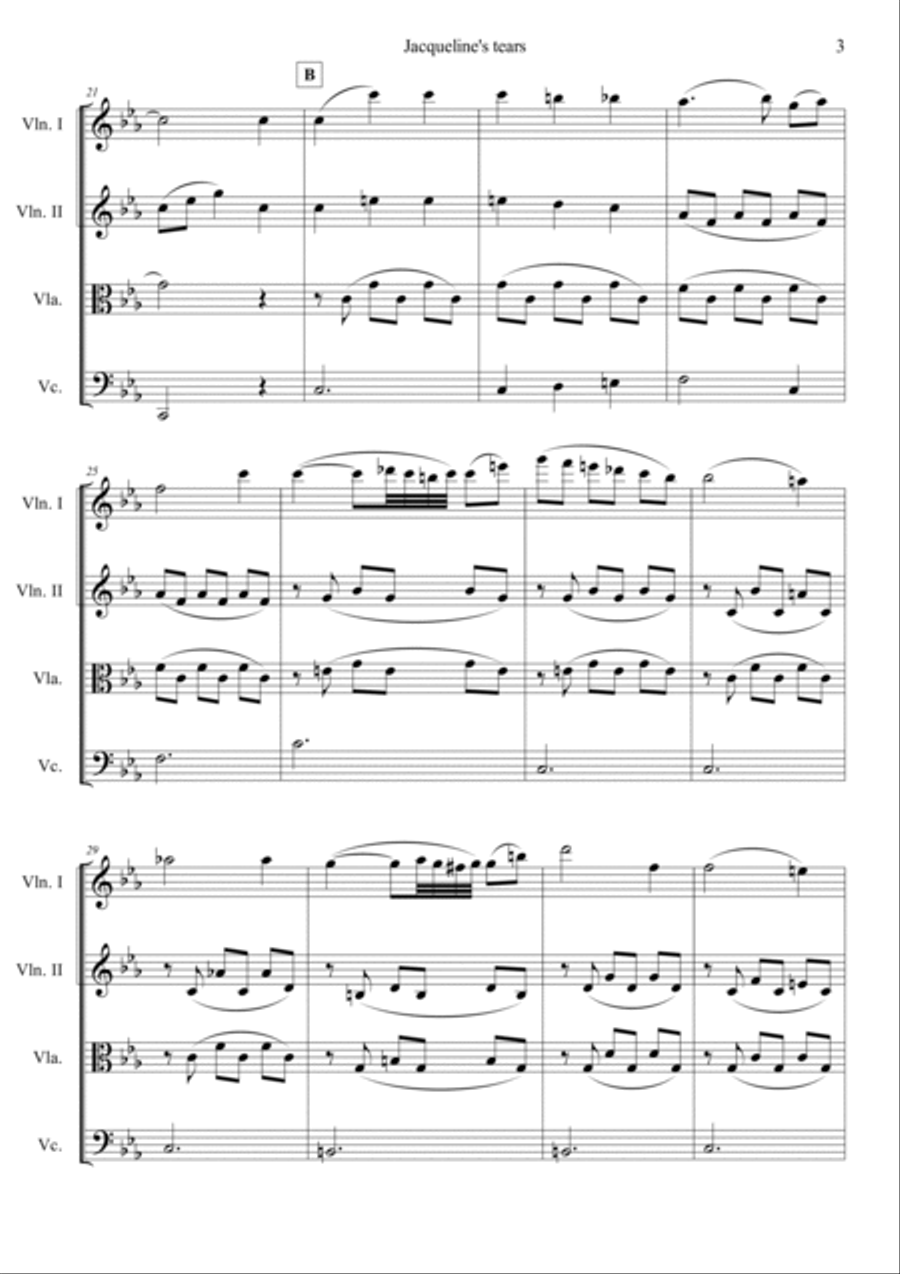 Jacqueline's Tears String Quartet scores gallery preview page 3