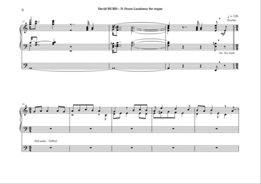 David Hurd: Te Deum Laudamus for organ Organ Solo scores gallery preview page 6