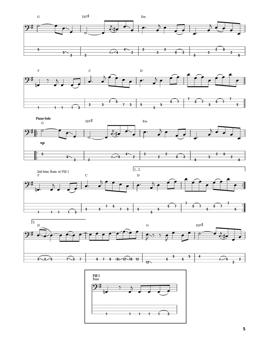 Free Bird Free Bird Bass Guitar Tablature scores gallery preview page 5