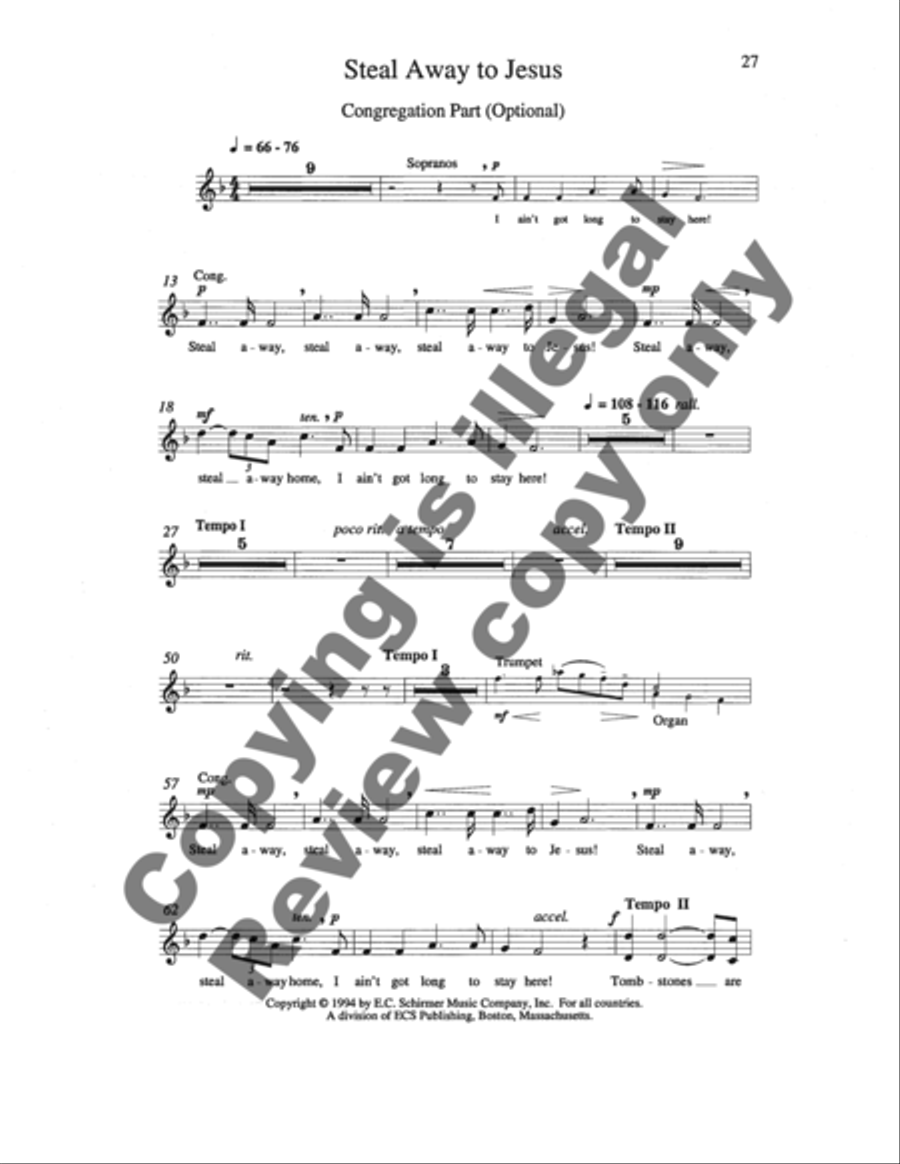Steal Away to Jesus 4-Part scores gallery preview page 12
