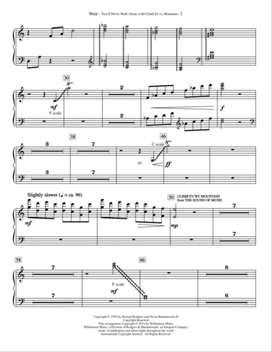 You'll Never Walk Alone (with Climb Every Mountain) - Harp Choir scores gallery preview page 2