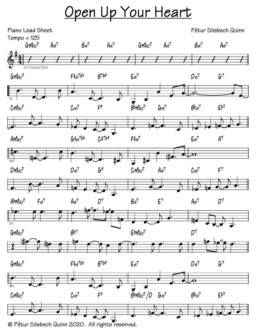 Open Up Your Heart Open Up Your Heart Easy Piano scores gallery preview page 1