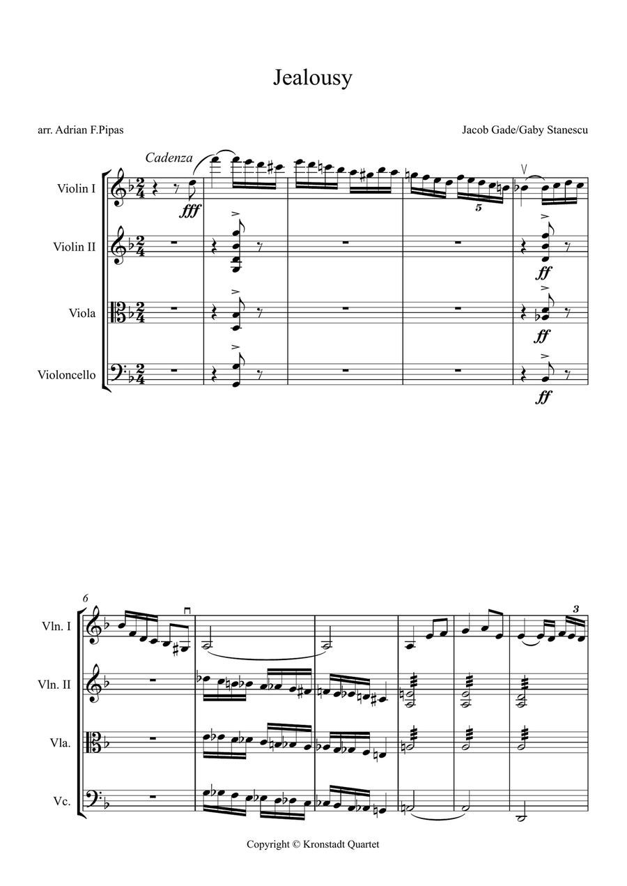 Jalousie (tango Tzigane) String Quartet scores gallery preview page 2