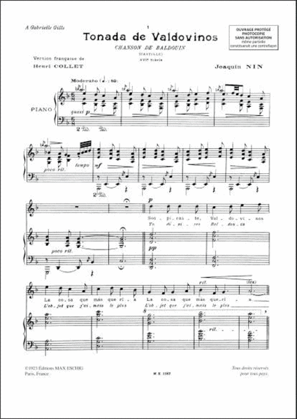 20 Chants Populaires Esp. Vol 1 Chant-Piano