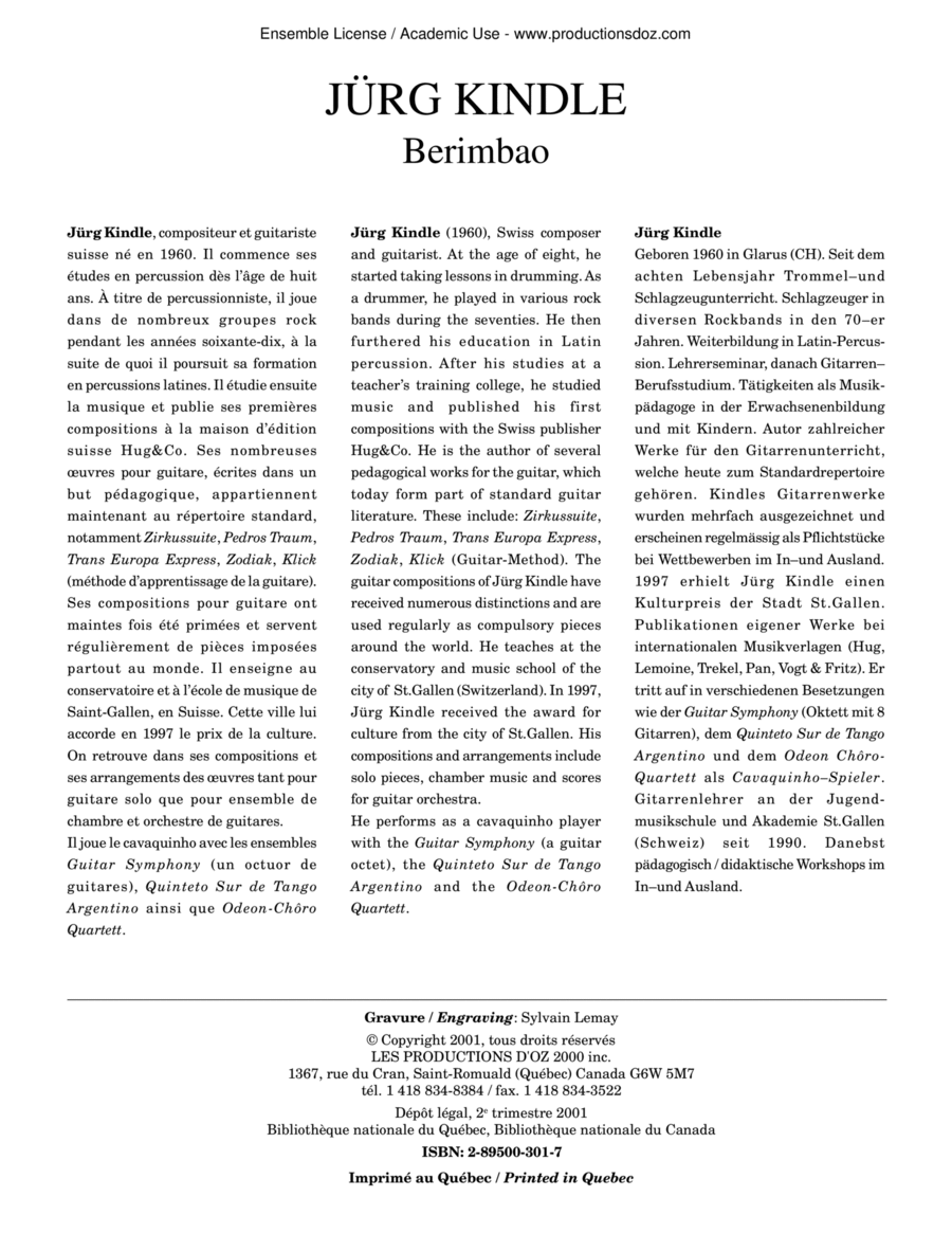 Berimbao Guitar Ensemble scores gallery preview page 1