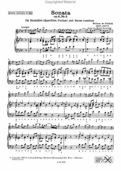 6 Sonaten op. 6, Sonata Nr. 5 B-Dur