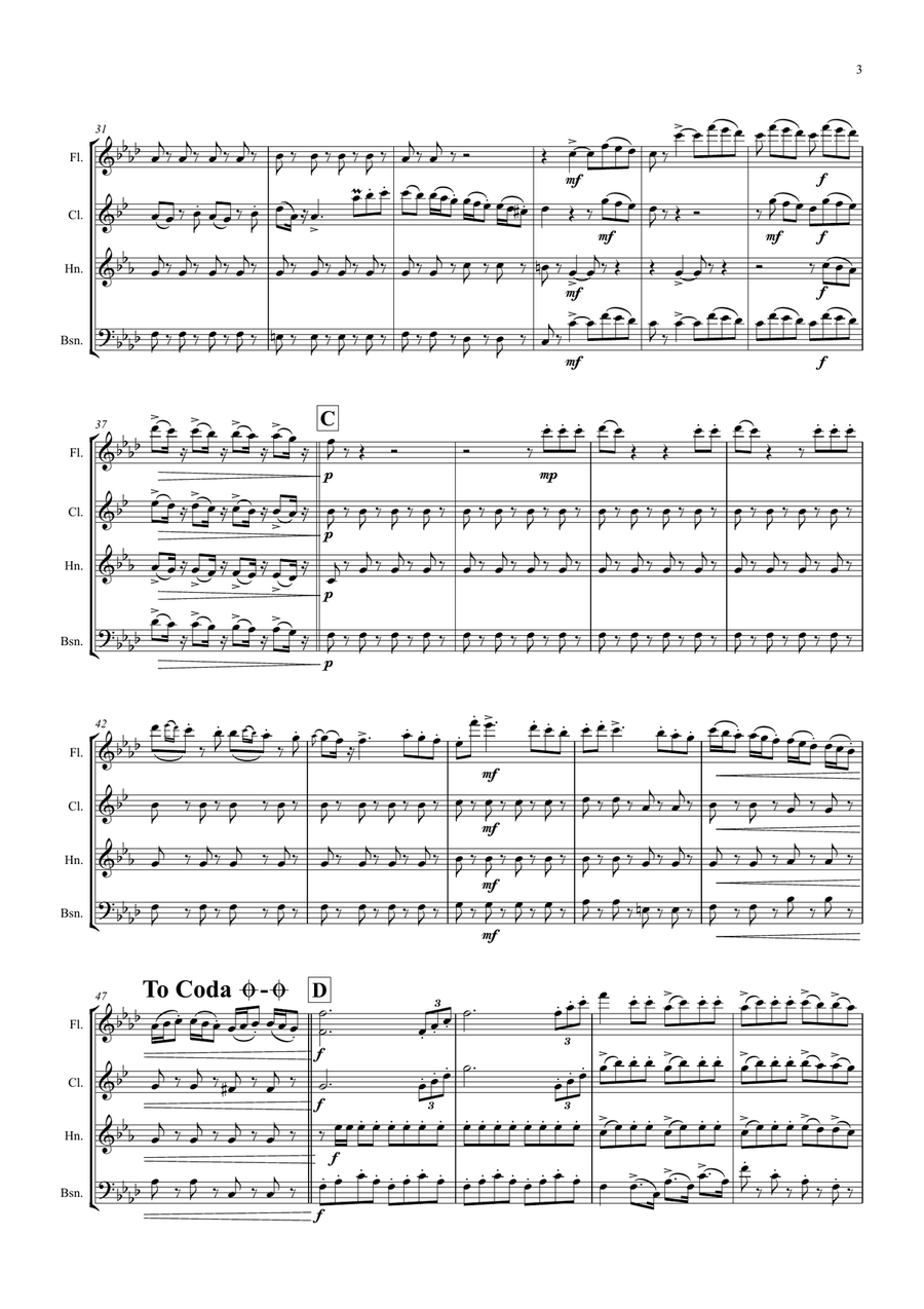 The Barber of Seville - Overture - Wind QuartetR Woodwind Quartet scores gallery preview page 3