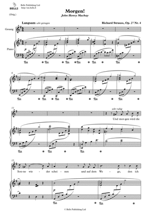 Book cover for Morgen!, Op. 27 No. 4 (Original key. G Major)