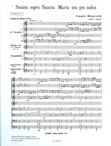 Sonata Sopra Sancta Maria - Brass Ensemble/Vces