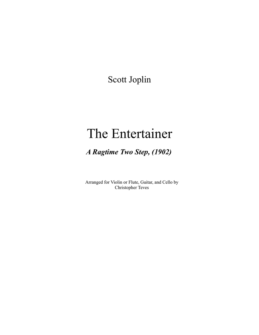 The Entertainer, a Ragtime Two Step, violin (or flute), cello, and guitar Small Ensemble scores gallery preview page 1