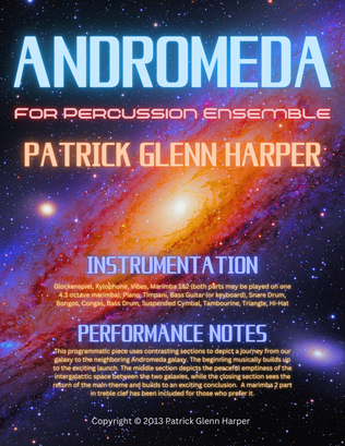 Book cover for Andromeda - for Percussion Ensemble