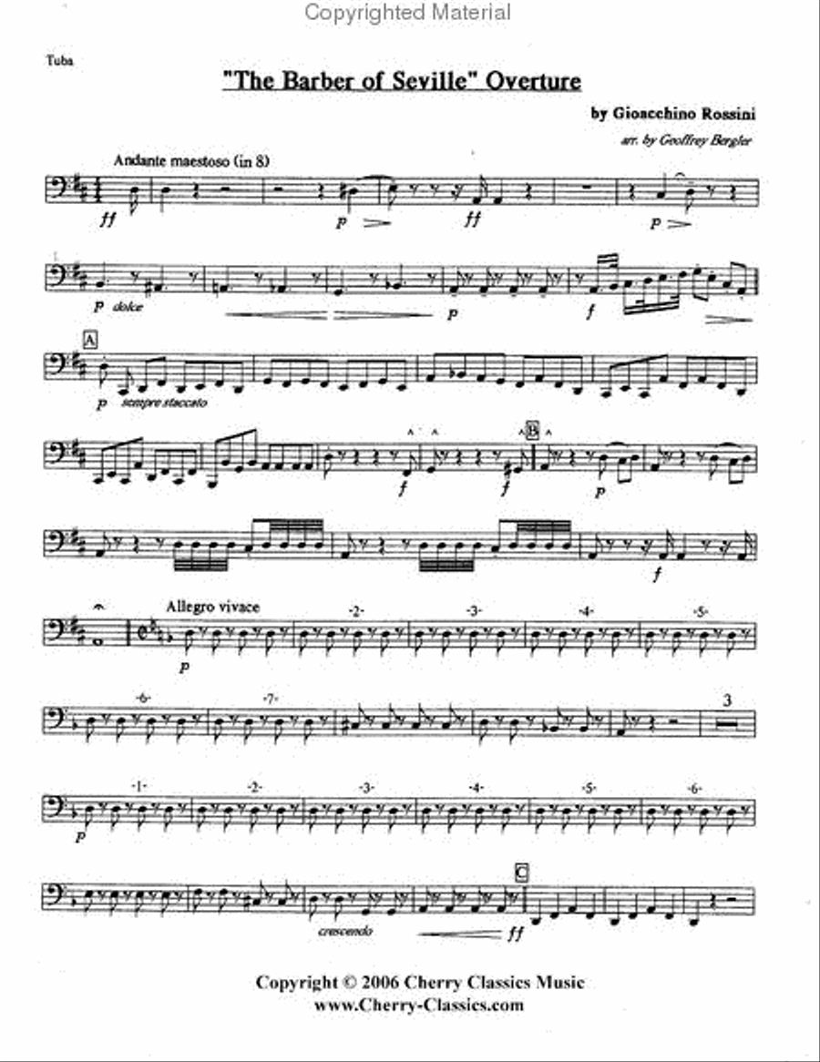 Barber of Seville Overture Brass Quintet scores gallery preview page 9