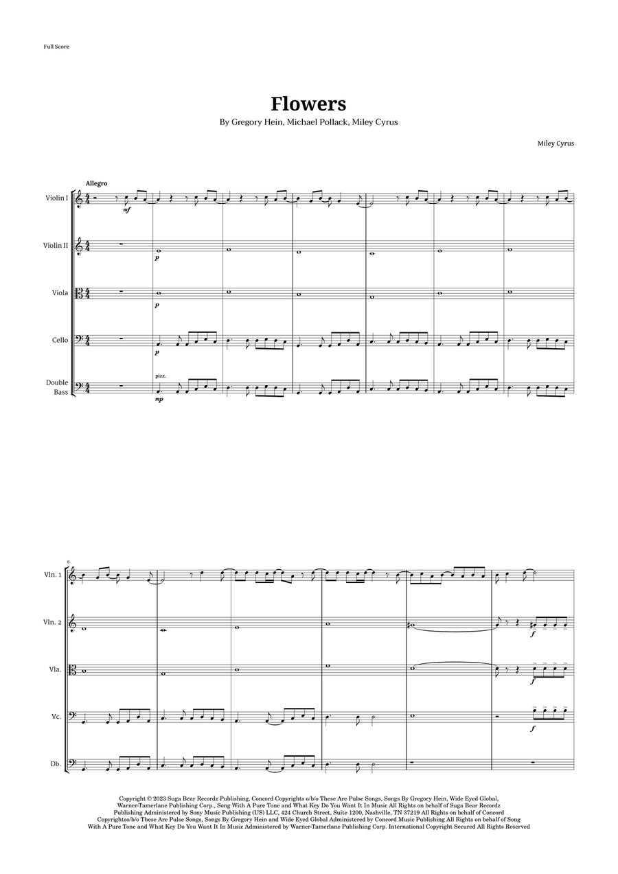 Flowers String Quintet scores gallery preview page 1