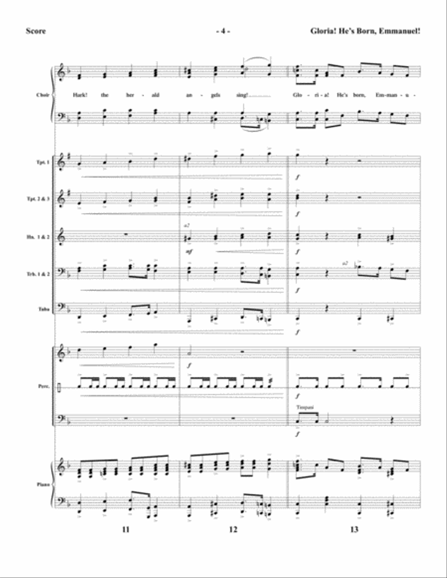 Gloria! He’s Born, Emmanuel! - Brass and Percussion Score and Parts Choir scores gallery preview page 6