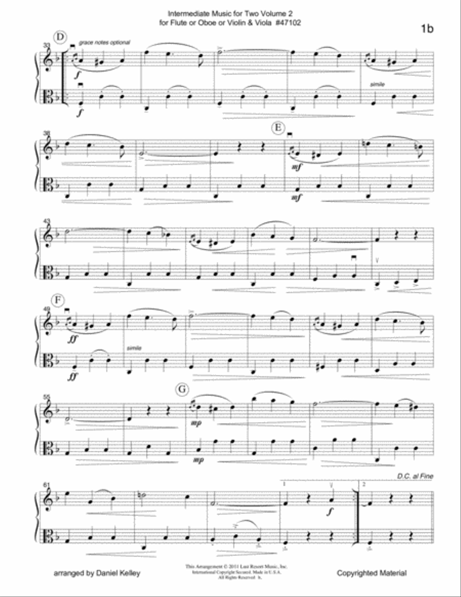 Intermediate Music for Two, Volume 2 - for Flute or Oboe or Violin & Viola Flute scores gallery preview page 2