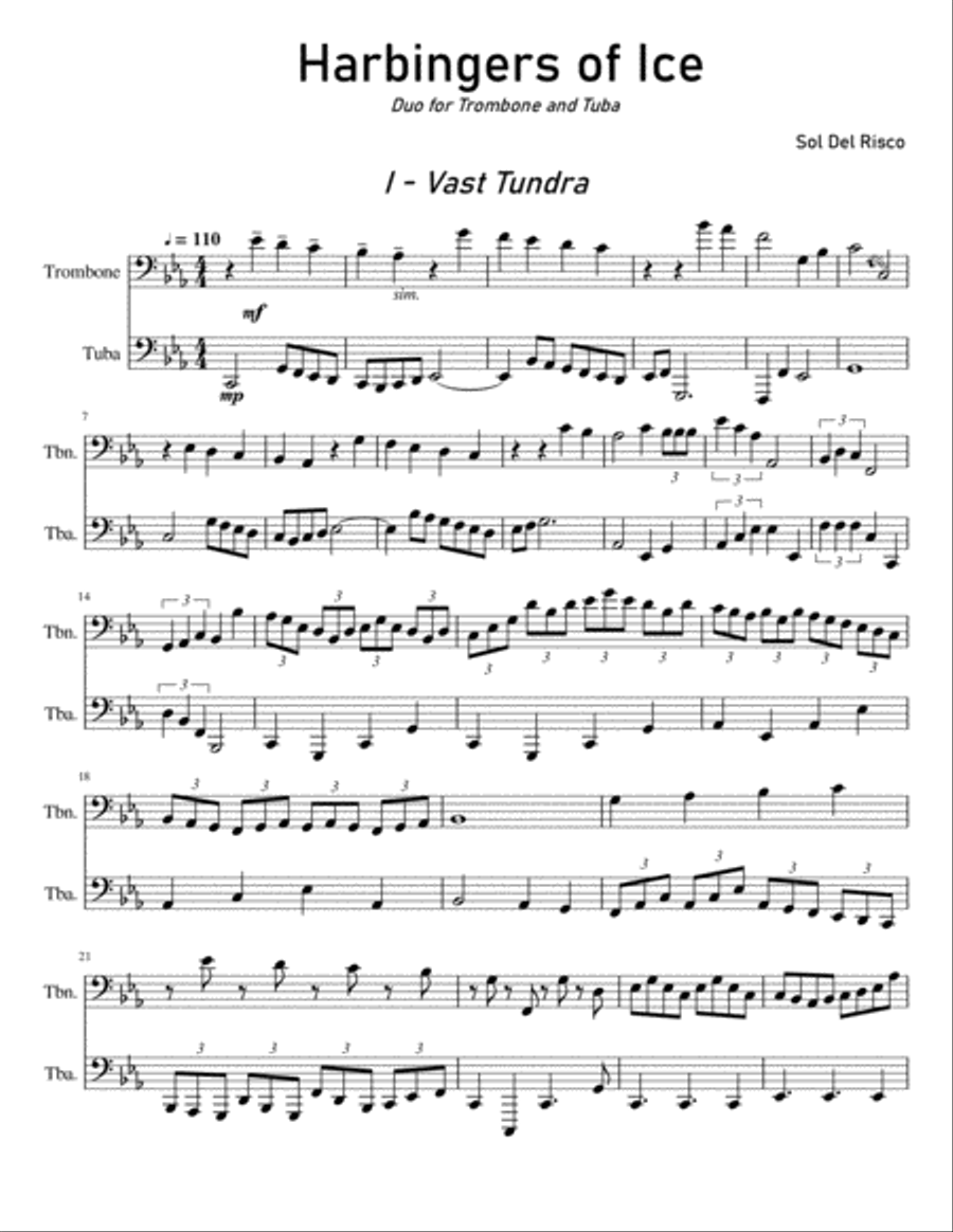 Harbingers of Ice (Duo for Trombone and Tuba) Brass Duet scores gallery preview page 1