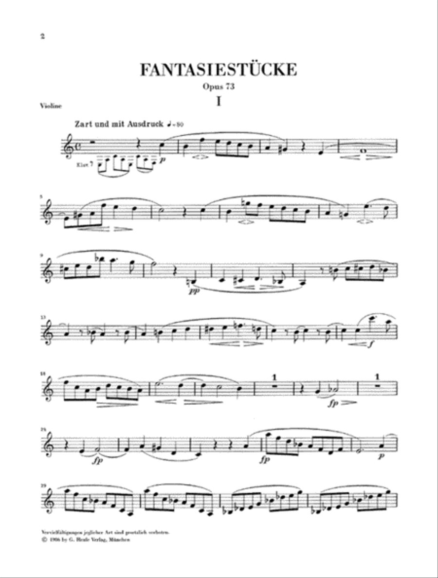 Fantasy Pieces for Piano and Clarinet Op. 73 Clarinet scores gallery preview page 4