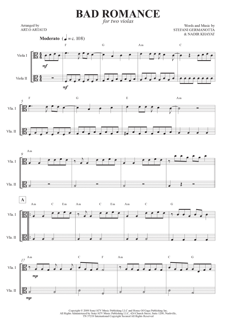 Bad Romance Bad Romance Easy Piano scores gallery preview page 1