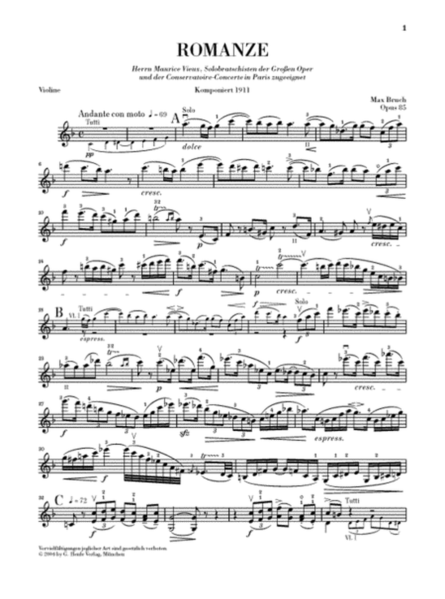 Romance for Viola and Orchestra in F Major Op. 85