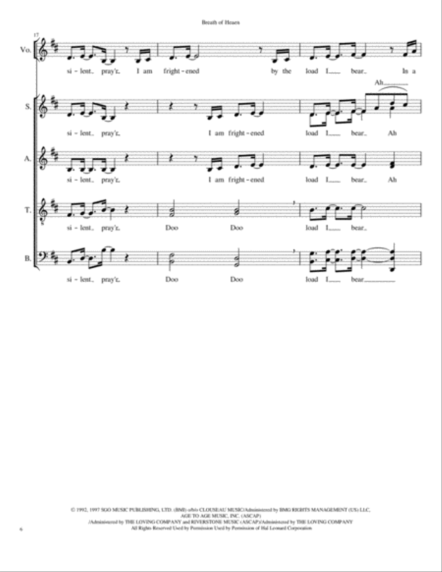 Breath Of Heaven (Mary's Song) 4-Part scores gallery preview page 6
