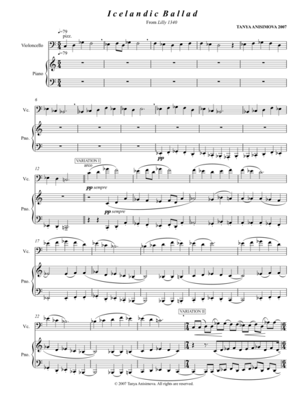 Icelandic Ballad For Cello and Piano, 2007, Full Score image number null