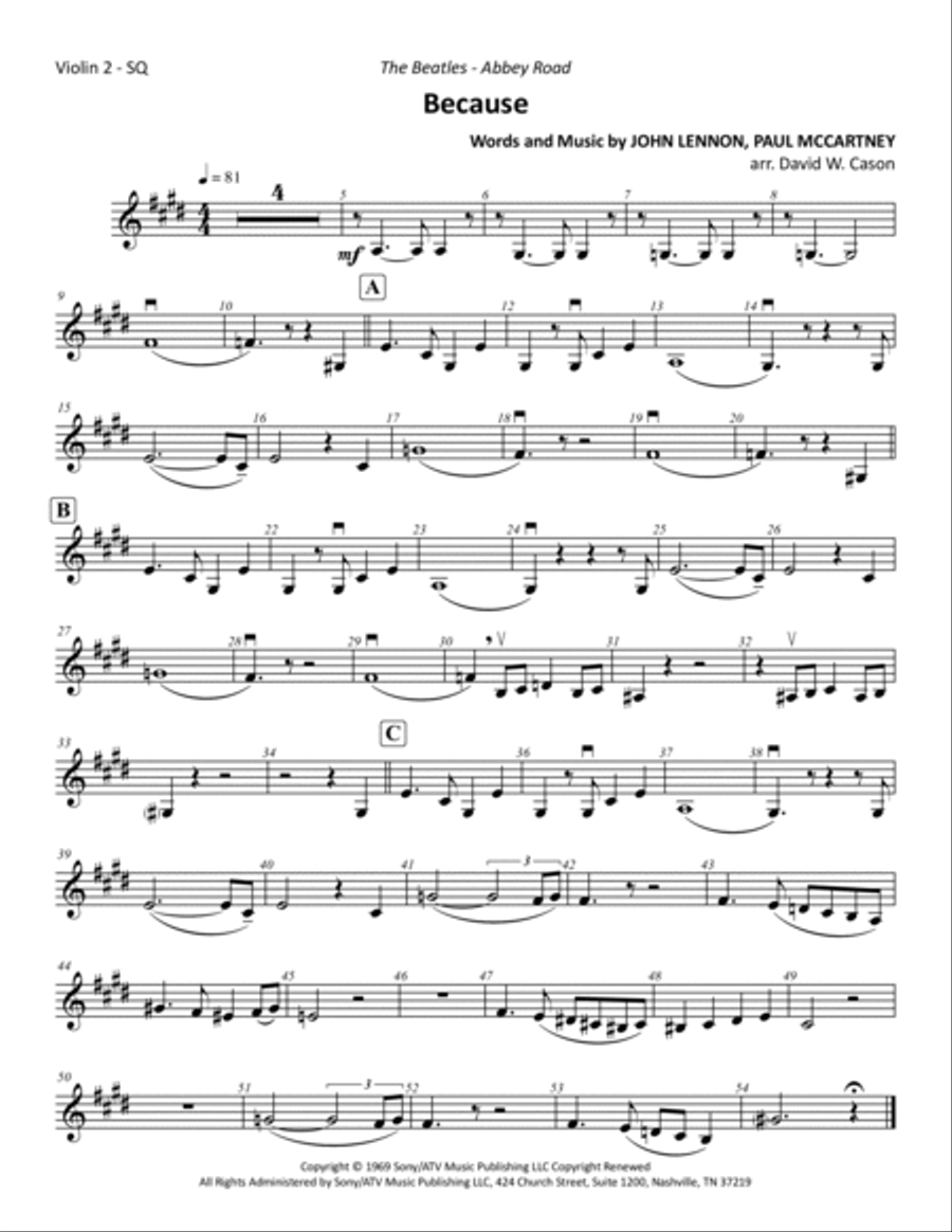 Because String Quartet scores gallery preview page 2