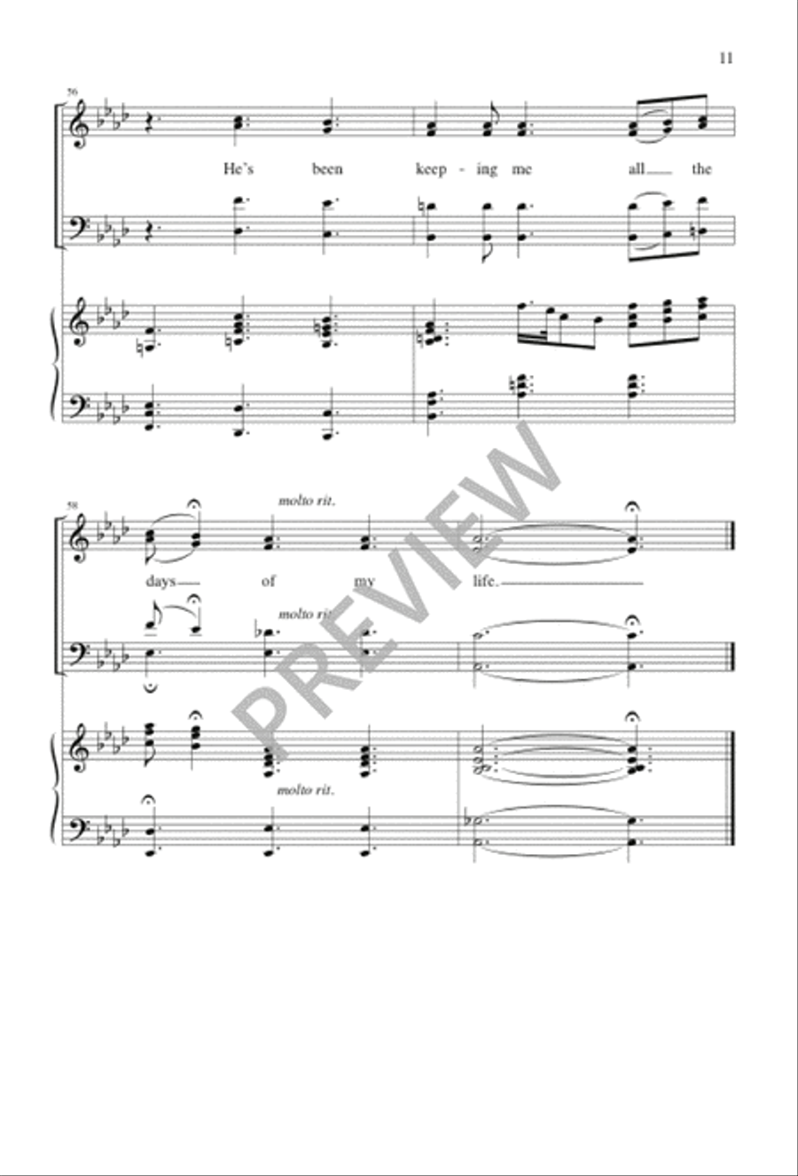 He's Been Keeping Me 4-Part scores gallery preview page 11