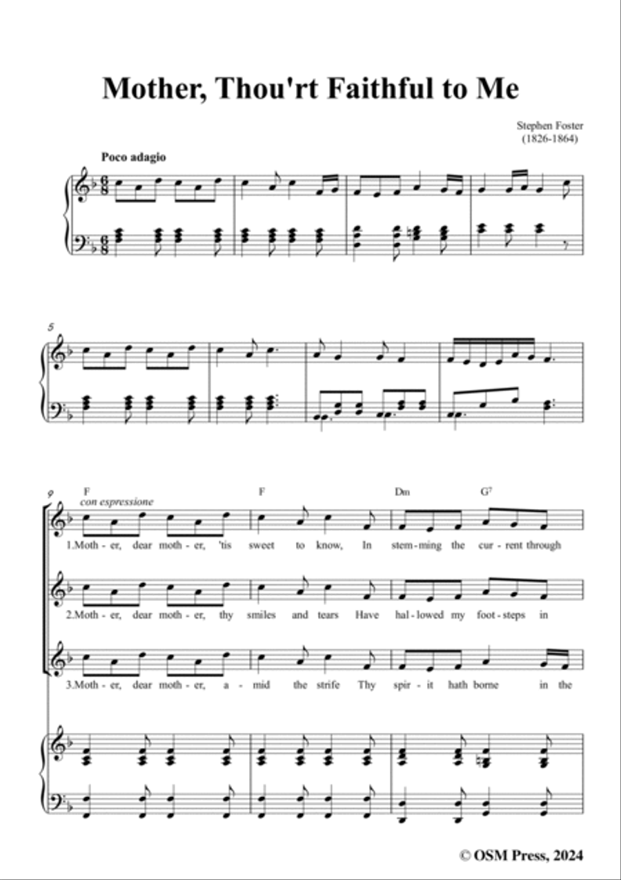 S. Foster-Mother,Thou'rt Faithful to Me,in F Major Voice scores gallery preview page 3