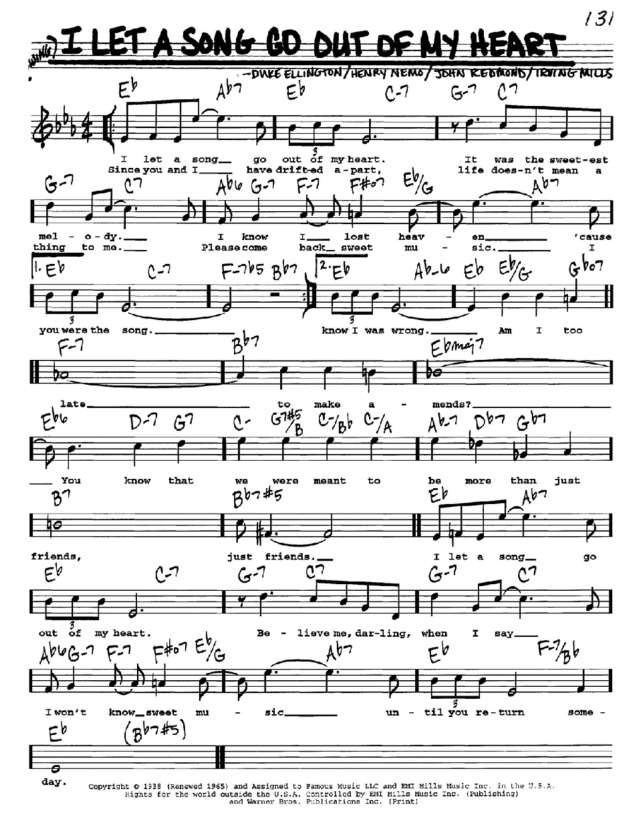 I Let A Song Go Out Of My Heart Voice scores gallery preview page 1