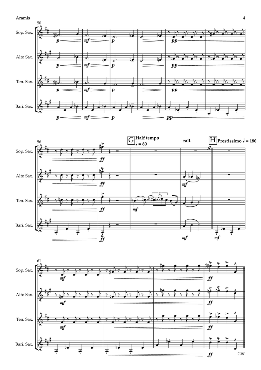 Aramis - The Vole Slayer from The Cat Suite (saxophone quartet - SATB) Saxophone Quartet scores gallery preview page 4
