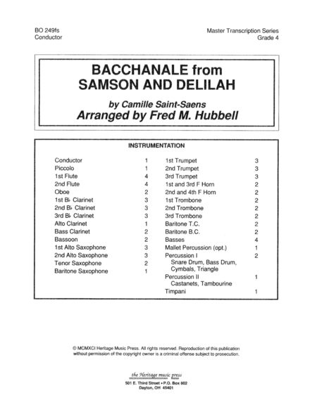 Bacchanale from "Samson and Delilah" - Full Score