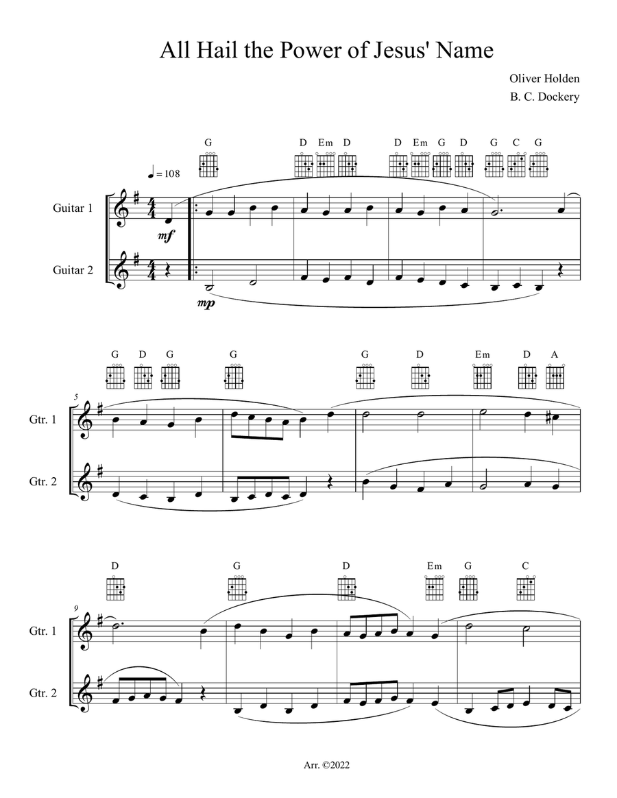 All Hail the Power of Jesus' Name (Guitar Duet or Trio)