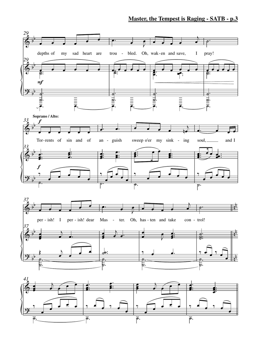 Master, the Tempest is Raging (SATB) 4-Part scores gallery preview page 4