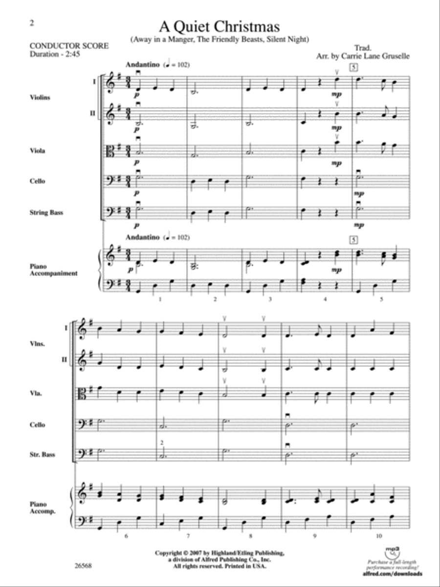 A Quiet Christmas String Orchestra scores gallery preview page 2