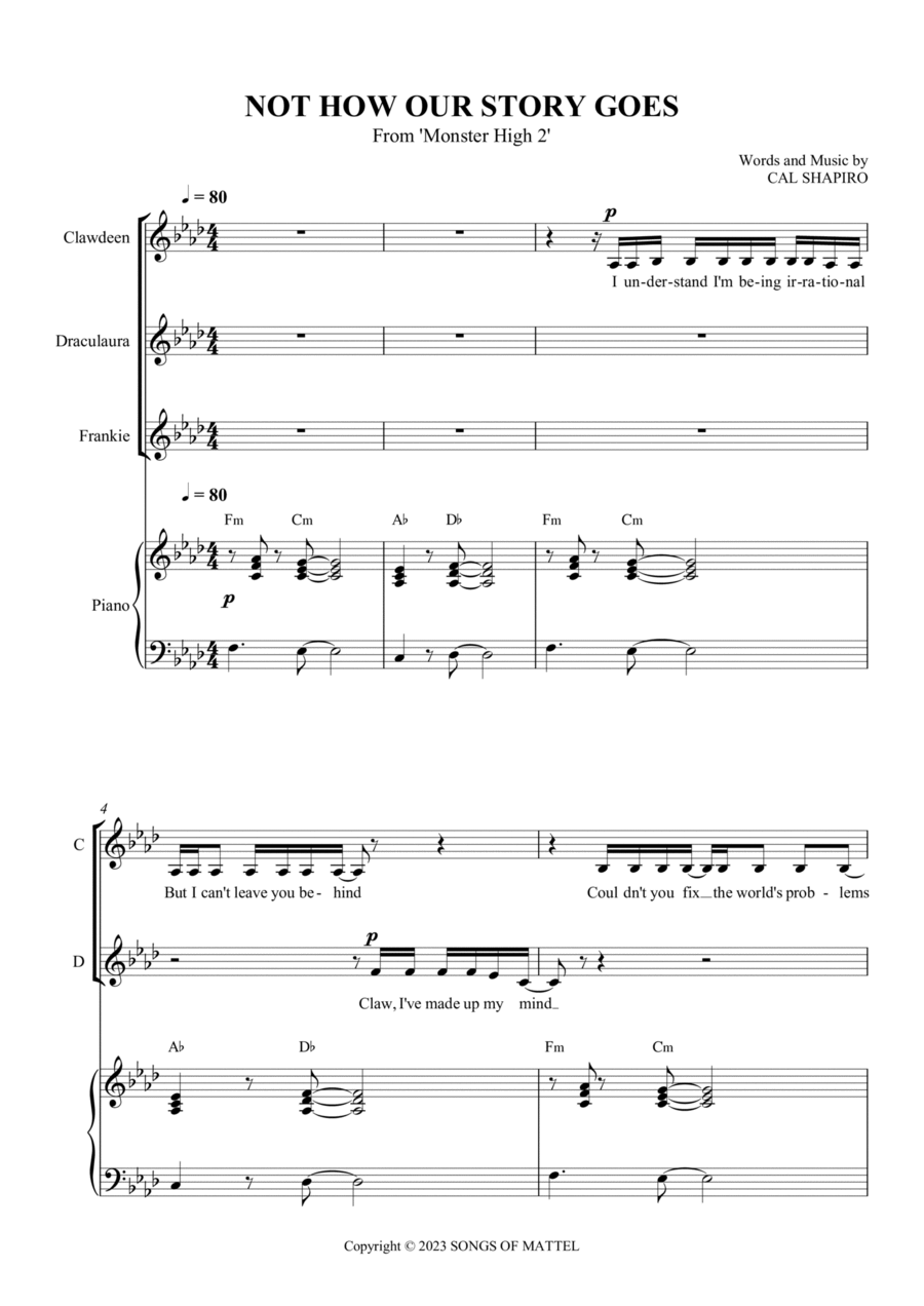 Not How Our Story Goes Piano, Vocal, Guitar scores gallery preview page 1