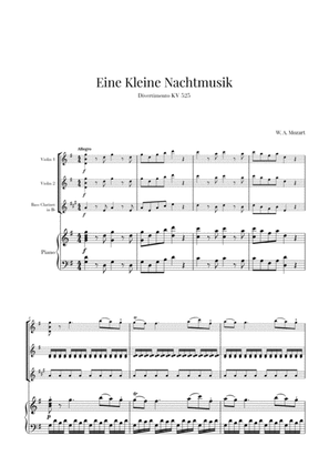 Eine Kleine Nachtmusik for 2 Violins, Bass Clarinet and Piano