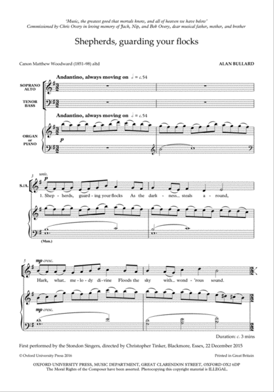 Shepherds, guarding your flocks 4-Part scores gallery preview page 2