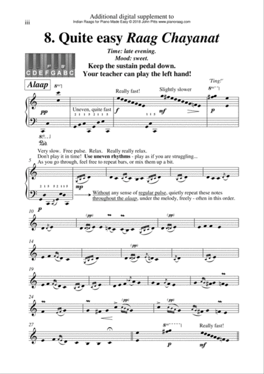 Quite Easy Raag Chayanat (Easy Raags for Piano Made Easy - additional digital supplement (8)) Piano Method scores gallery preview page 1